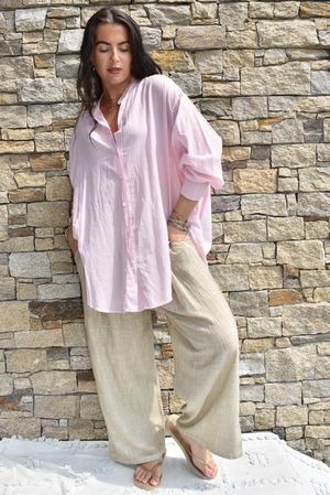 Shayle Indian Cotton Boyfriend Beach Shirt Sugar